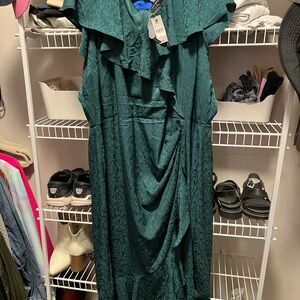 Lane Bryant Elegant Green Ruffle Dress